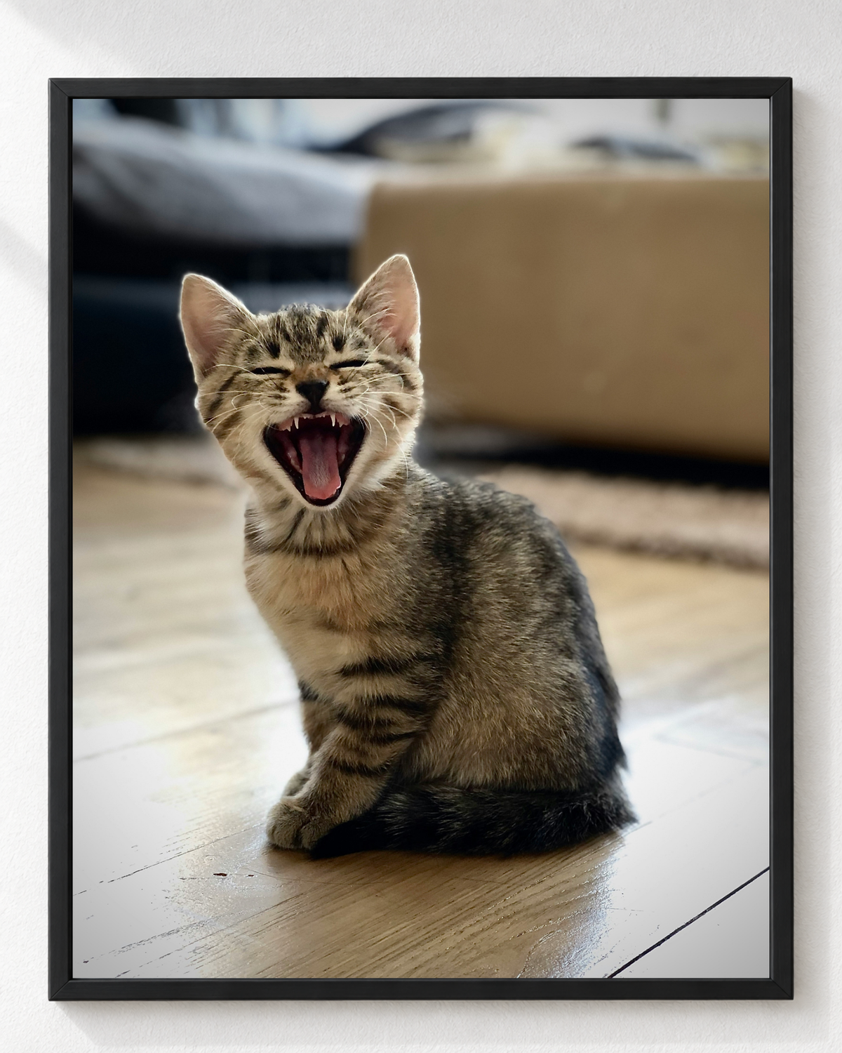 Cuadro de Gatito Bostezando Atigrado